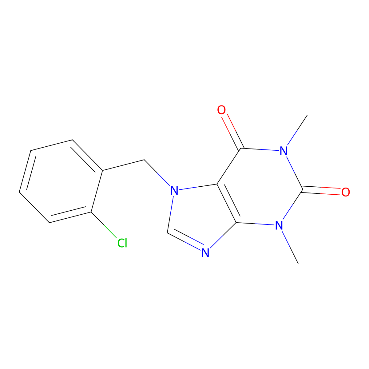7-(2-chlorobenzyl)-1,3-dimethyl-3,7-dihydro-1H-purine-2,6-dione molecular structure, CAS 343347-87-5
