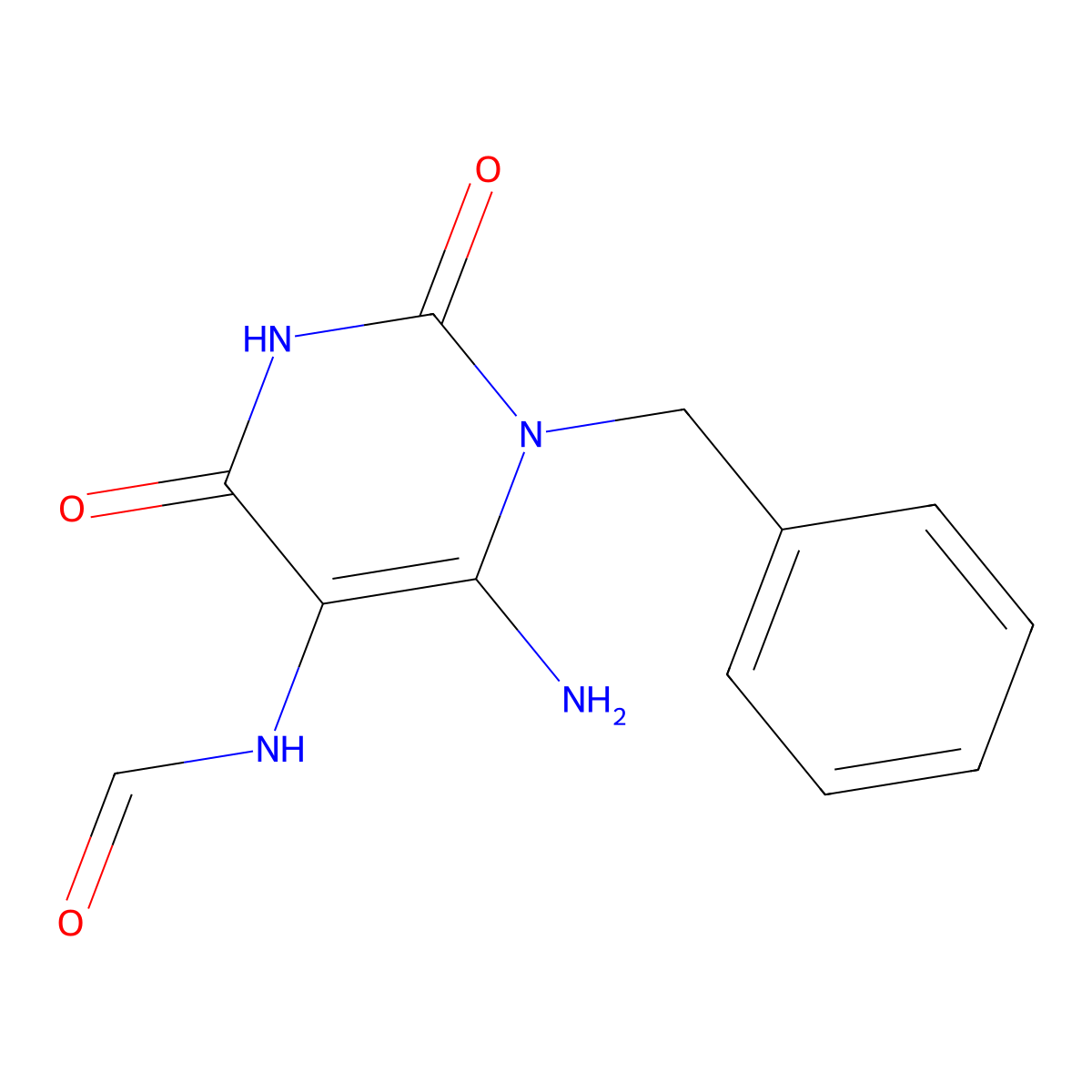 6-Amino-1-benzyl-2,4-dioxo-1,2,3,4-tetrahydro-5-pyrimidinylformamide molecular structure, CAS 343347-96-6