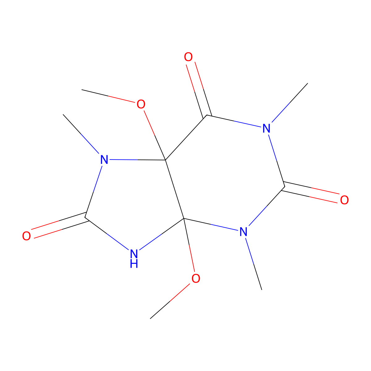 4,5-dimethoxy-1,3,7-trimethyltetrahydro-1H-purine-2,6,8(3H)-trione molecular structure, CAS 343348-04-9