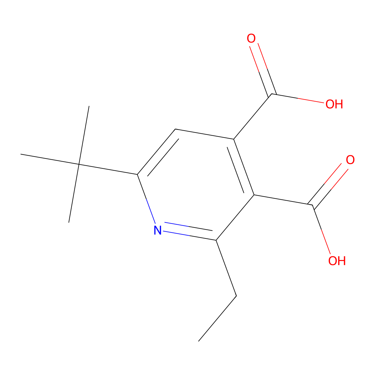 6-Tert-butyl-2-ethyl-3,4-pyridinedicarboxylic acid molecular structure, CAS 343349-06-4