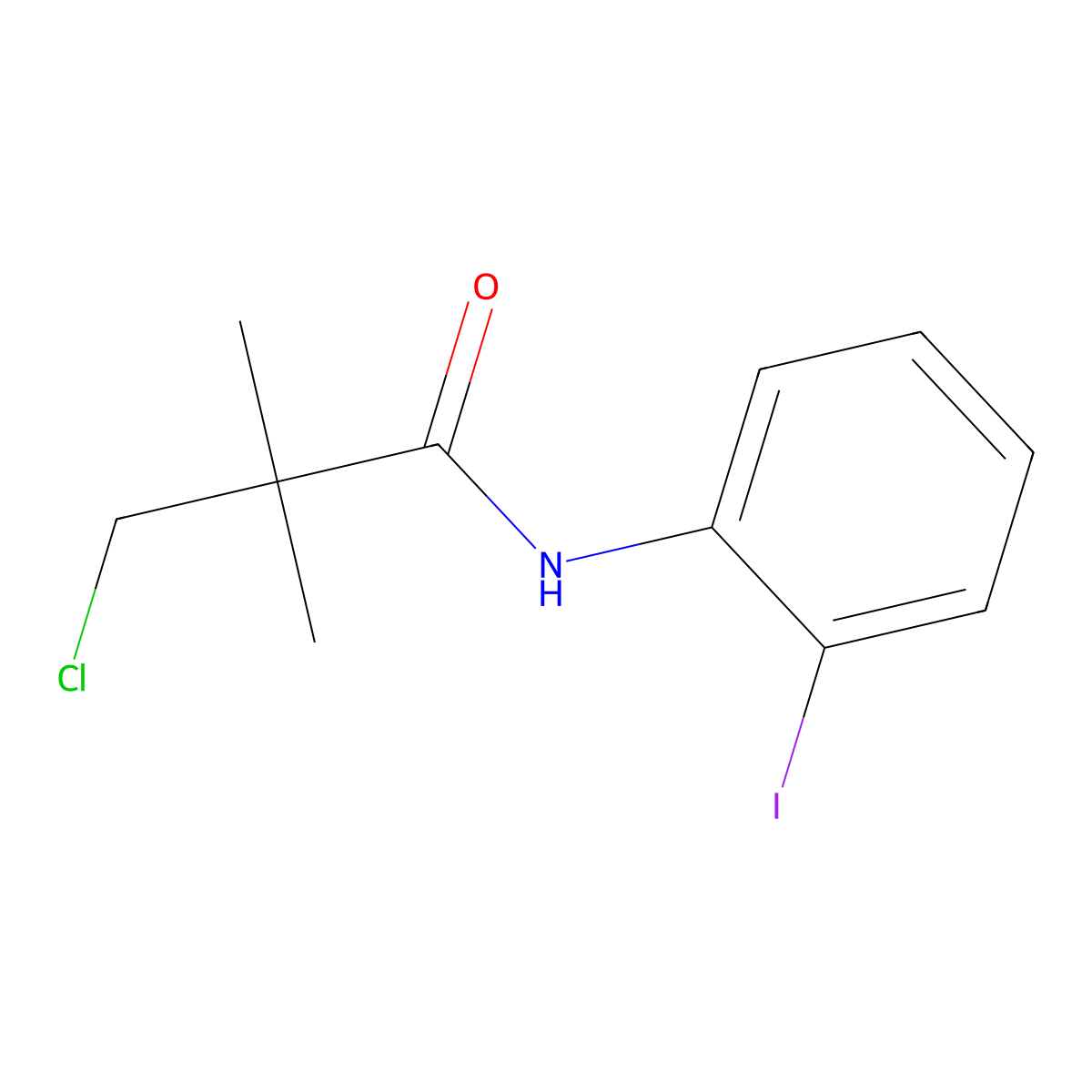 3-chloro-N-(2-iodophenyl)-2,2-dimethylpropanamide molecular structure, CAS 343350-72-1
