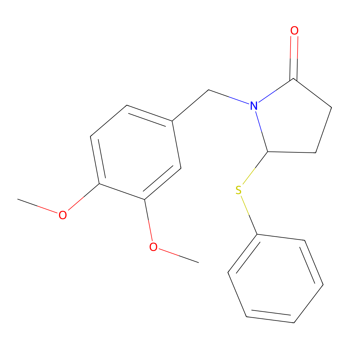 1-[(3,4-Dimethoxyphenyl)methyl]-5-(phenylthio)-2-pyrrolidinone molecular structure, CAS 343351-70-2