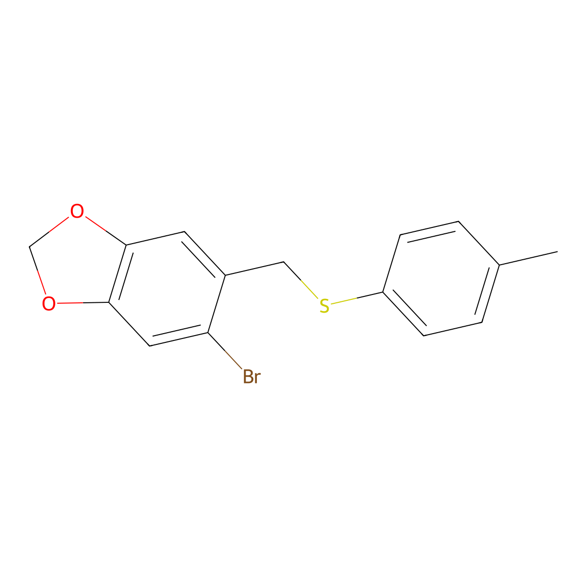 5-Bromo-6-{[(4-methylphenyl)sulfanyl]methyl}-1,3-benzodioxole molecular structure, CAS 343351-81-5