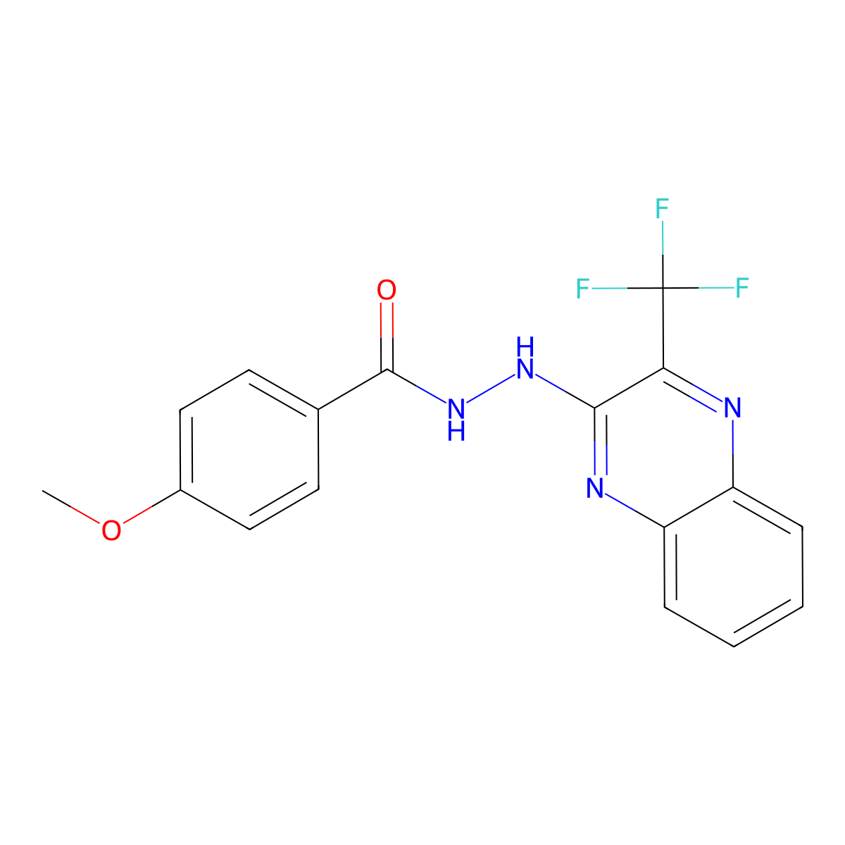 4-methoxy-N'-[3-(trifluoromethyl)quinoxalin-2-yl]benzohydrazide molecular structure, CAS 343372-38-3