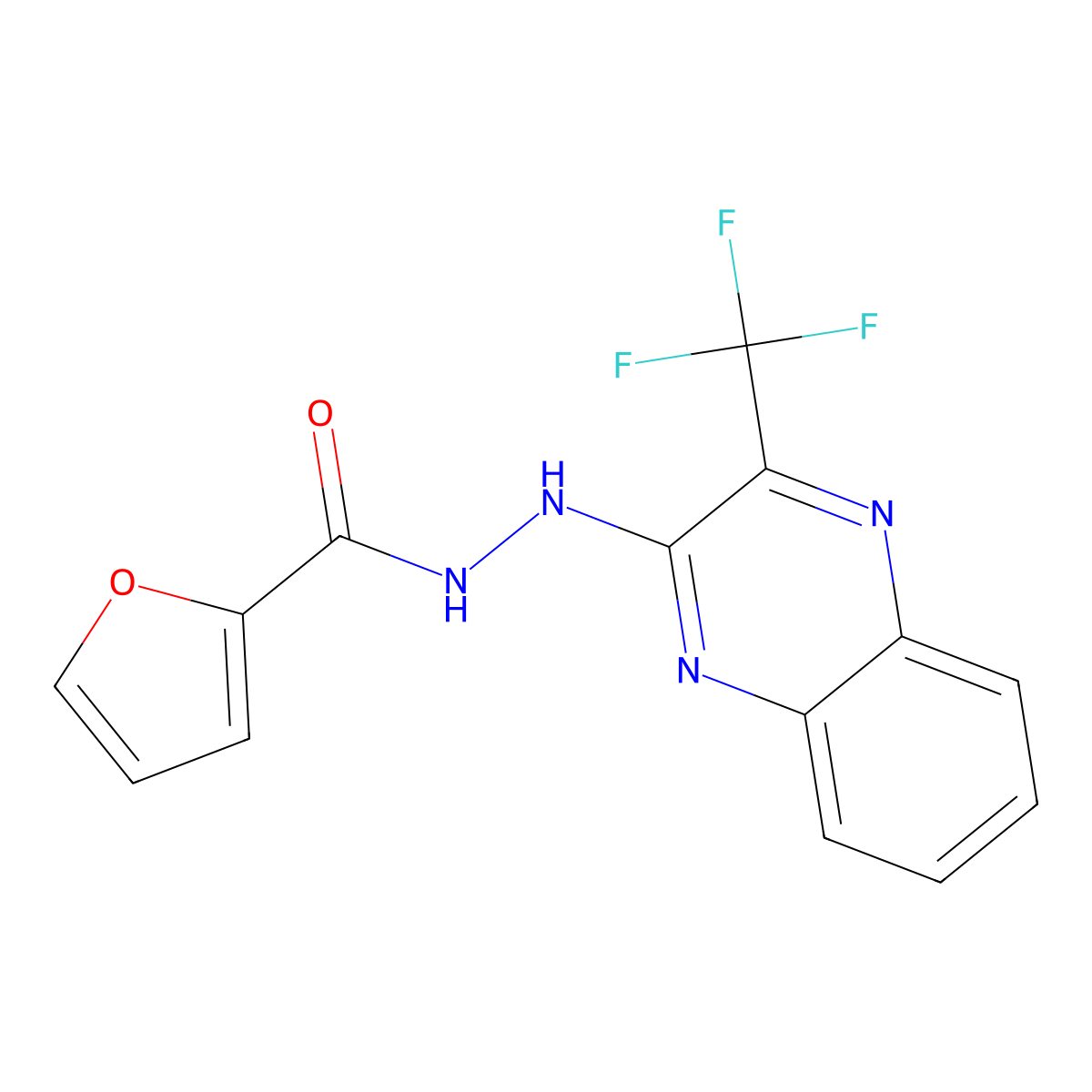 N'-[3-(trifluoromethyl)-2-quinoxalinyl]-2-furohydrazide molecular structure, CAS 343372-43-0