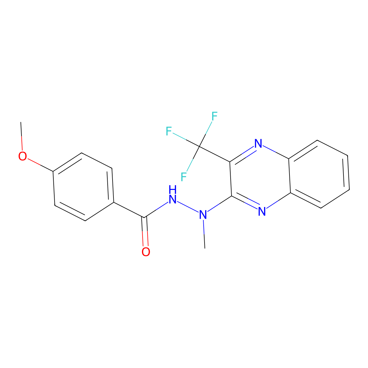 4-methoxy-N'-methyl-N'-[3-(trifluoromethyl)-2-quinoxalinyl]benzenecarbohydrazide molecular structure, CAS 343372-48-5