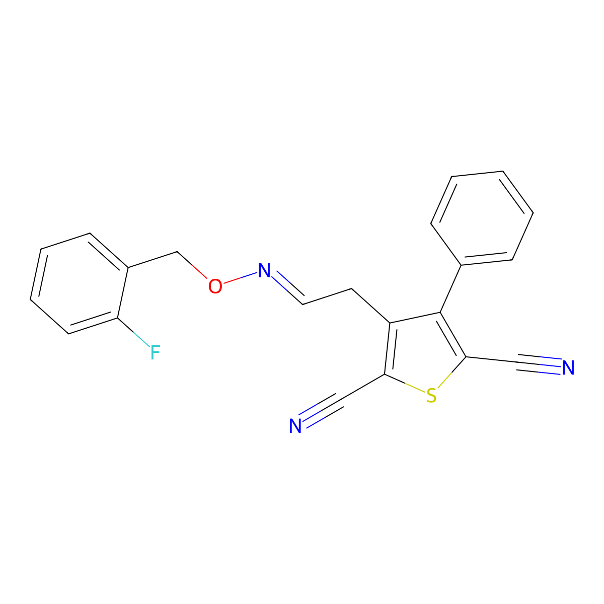 3-[(2E)-2-{[(2-fluorophenyl)methoxy]imino}ethyl]-4-phenylthiophene-2,5-dicarbonitrile molecular structure, CAS 343372-54-3
