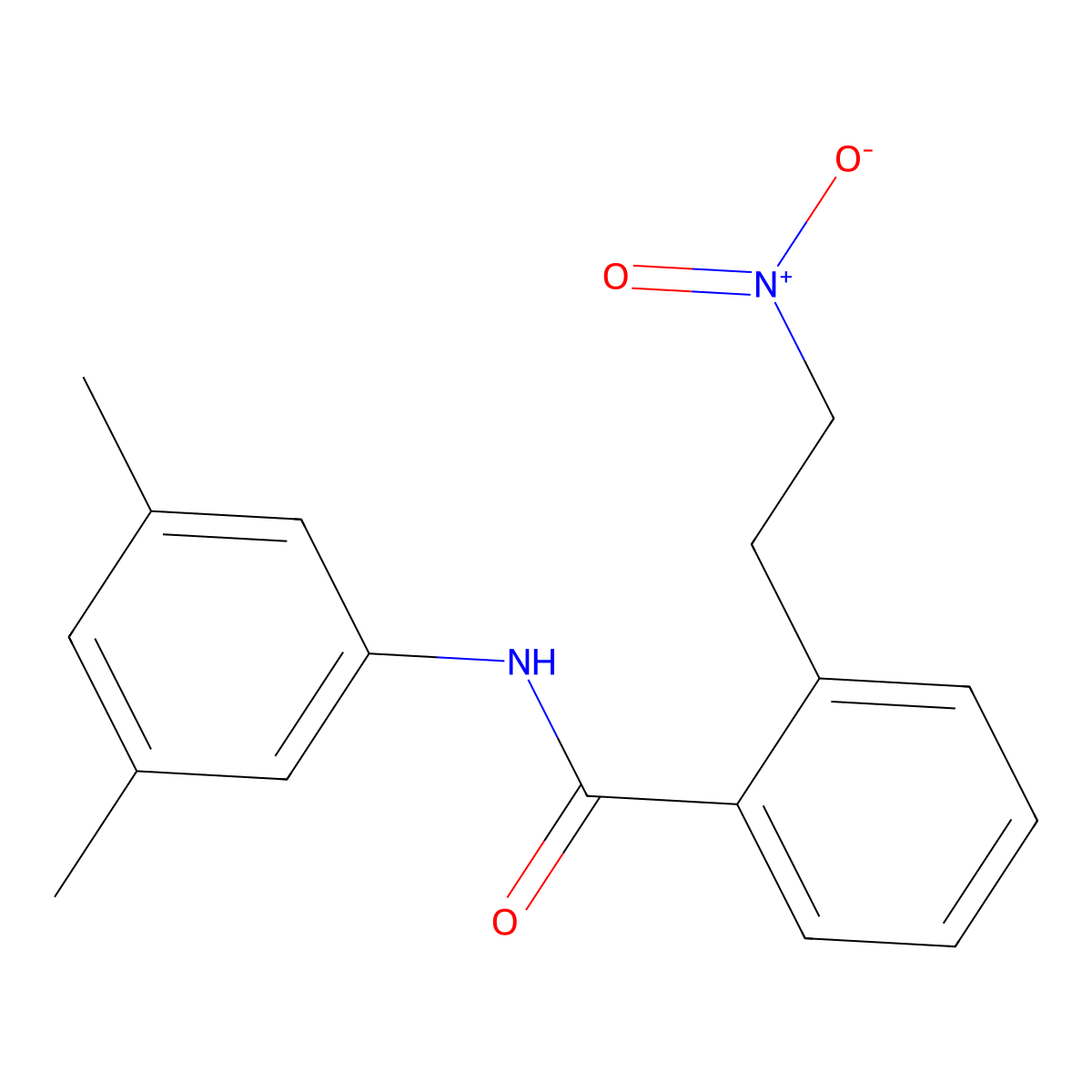 N-(3,5-dimethylphenyl)-2-(2-nitroethyl)benzamide molecular structure, CAS 343372-61-2