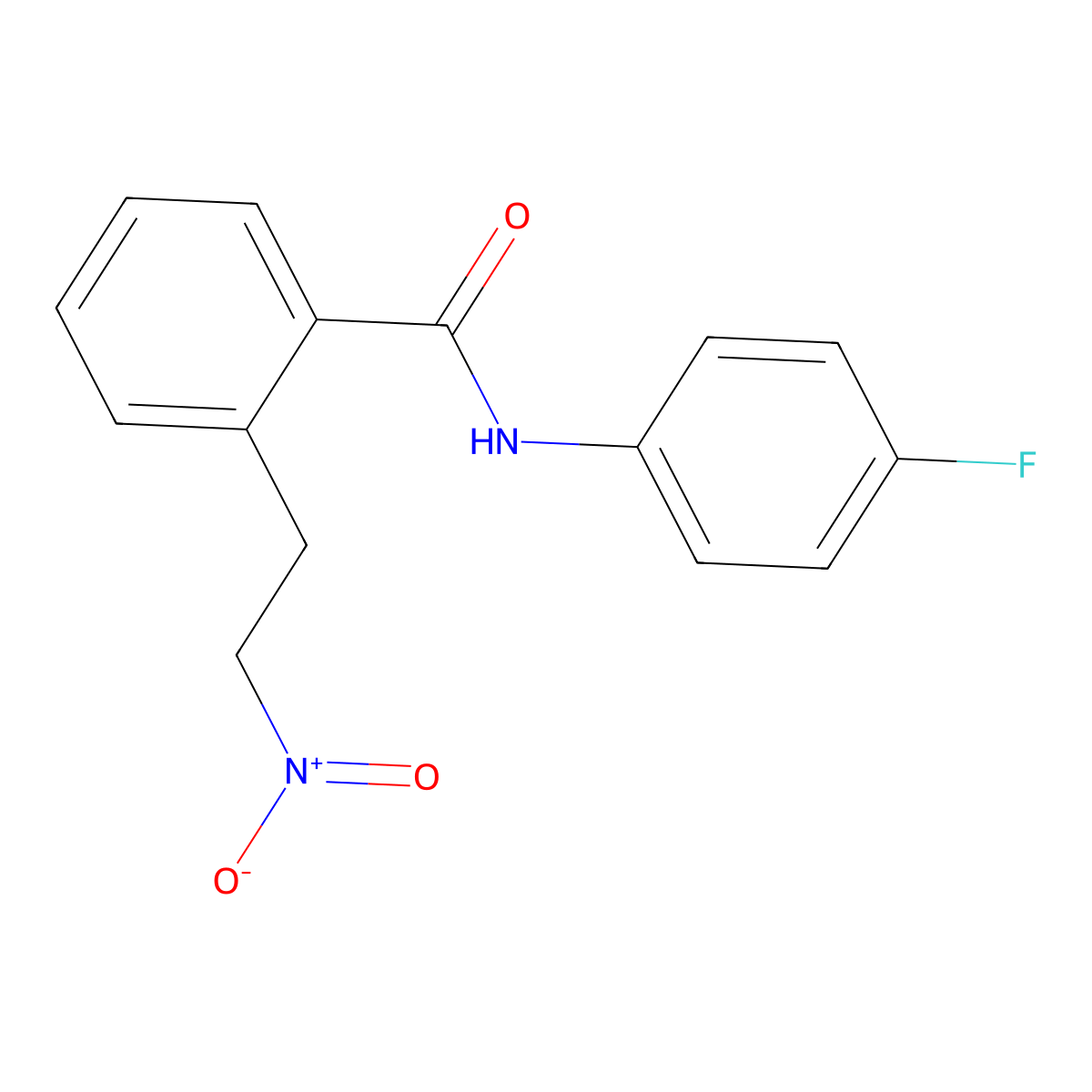 N-(4-fluorophenyl)-2-(2-nitroethyl)benzamide molecular structure, CAS 343372-63-4