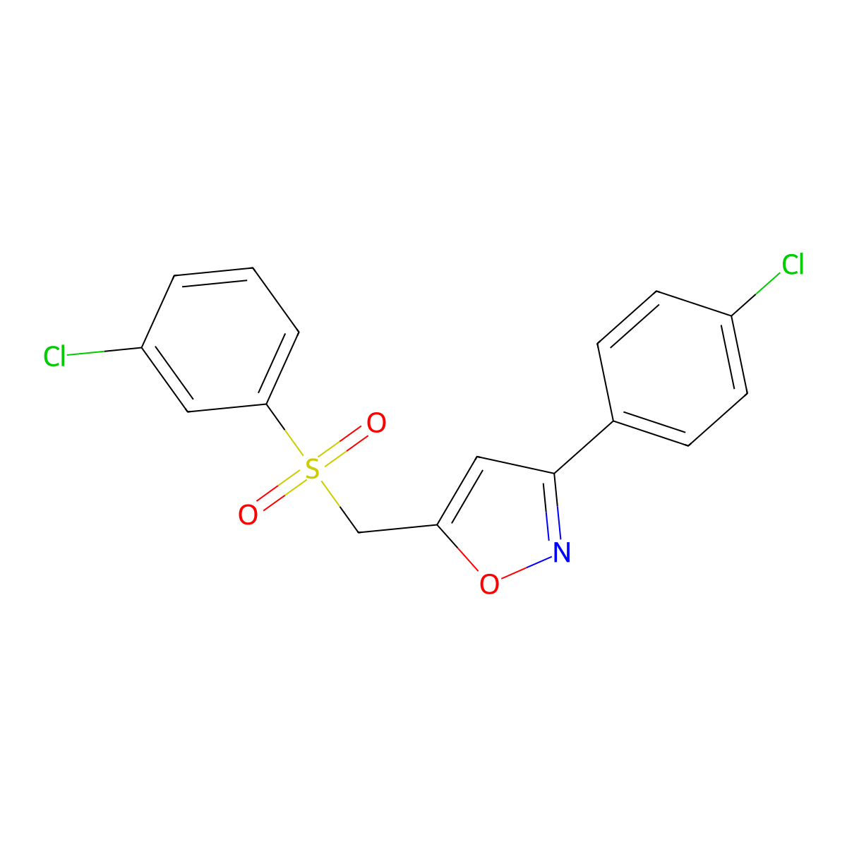 3-(4-Chlorophenyl)-5-{[(3-chlorophenyl)sulfonyl]methyl}isoxazole molecular structure, CAS 343372-66-7