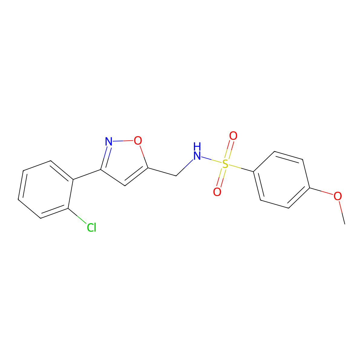 N-{[3-(2-chlorophenyl)-5-isoxazolyl]methyl}-4-methoxybenzenesulfonamide molecular structure, CAS 343372-69-0
