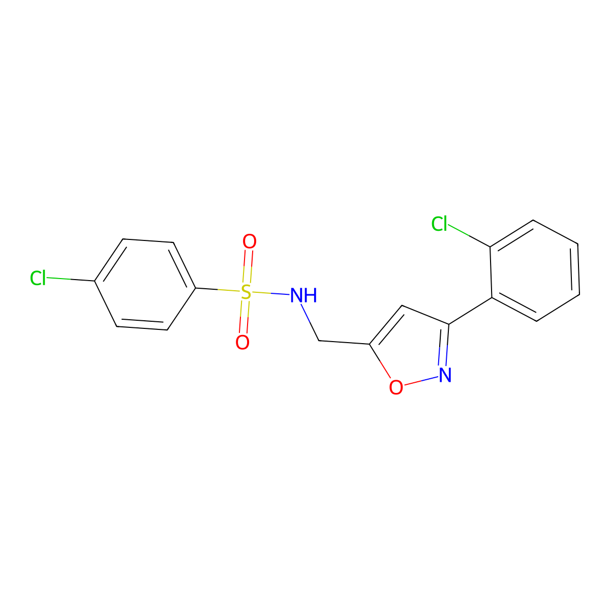 4-chloro-N-{[3-(2-chlorophenyl)-5-isoxazolyl]methyl}benzenesulfonamide molecular structure, CAS 343372-71-4