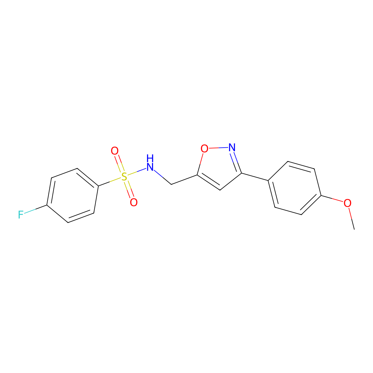 4-fluoro-N-{[3-(4-methoxyphenyl)-5-isoxazolyl]methyl}benzenesulfonamide molecular structure, CAS 343372-73-6