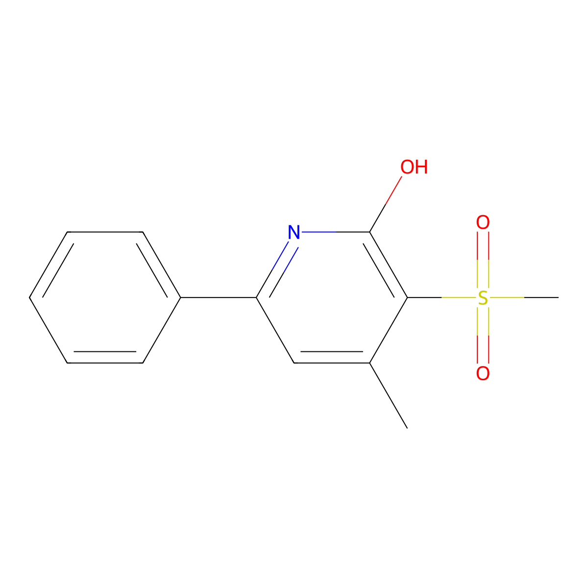 4-Methyl-3-(methylsulfonyl)-6-phenyl-2-pyridinol molecular structure, CAS 343372-74-7