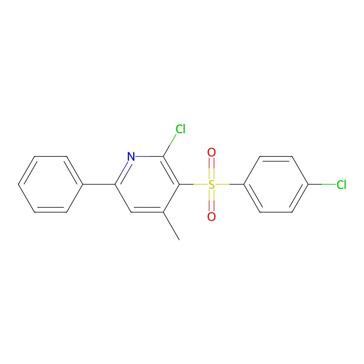 2-Chloro-3-[(4-chlorophenyl)sulfonyl]-4-methyl-6-phenylpyridine molecular structure, CAS 343372-75-8