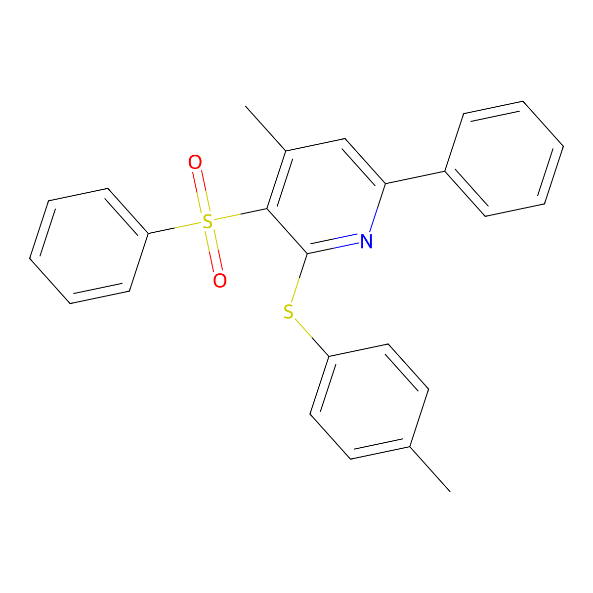 4-Methyl-2-[(4-methylphenyl)sulfanyl]-6-phenyl-3-(phenylsulfonyl)pyridine molecular structure, CAS 343372-77-0