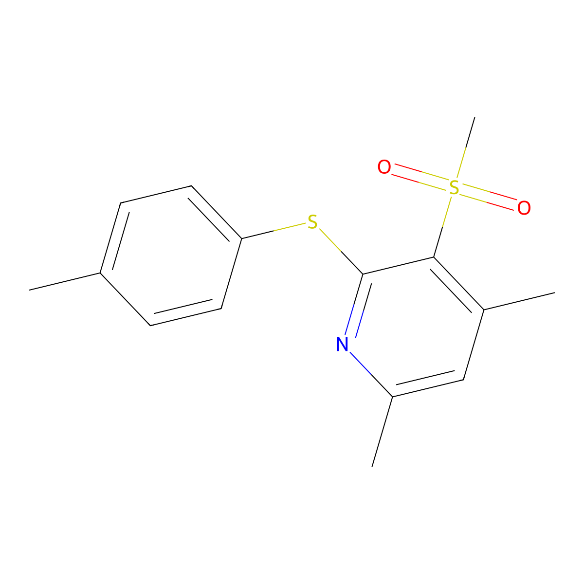 4,6-Dimethyl-2-[(4-methylphenyl)sulfanyl]-3-(methylsulfonyl)pyridine molecular structure, CAS 343372-78-1