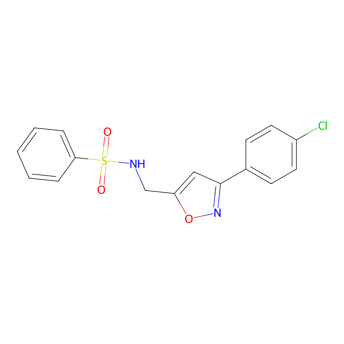 N-{[3-(4-chlorophenyl)-5-isoxazolyl]methyl}benzenesulfonamide molecular structure, CAS 343372-79-2