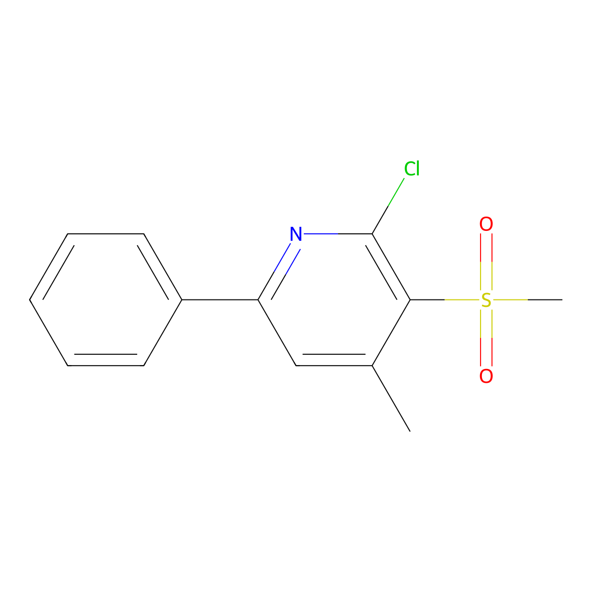 2-Chloro-4-methyl-3-(methylsulfonyl)-6-phenylpyridine molecular structure, CAS 343372-81-6