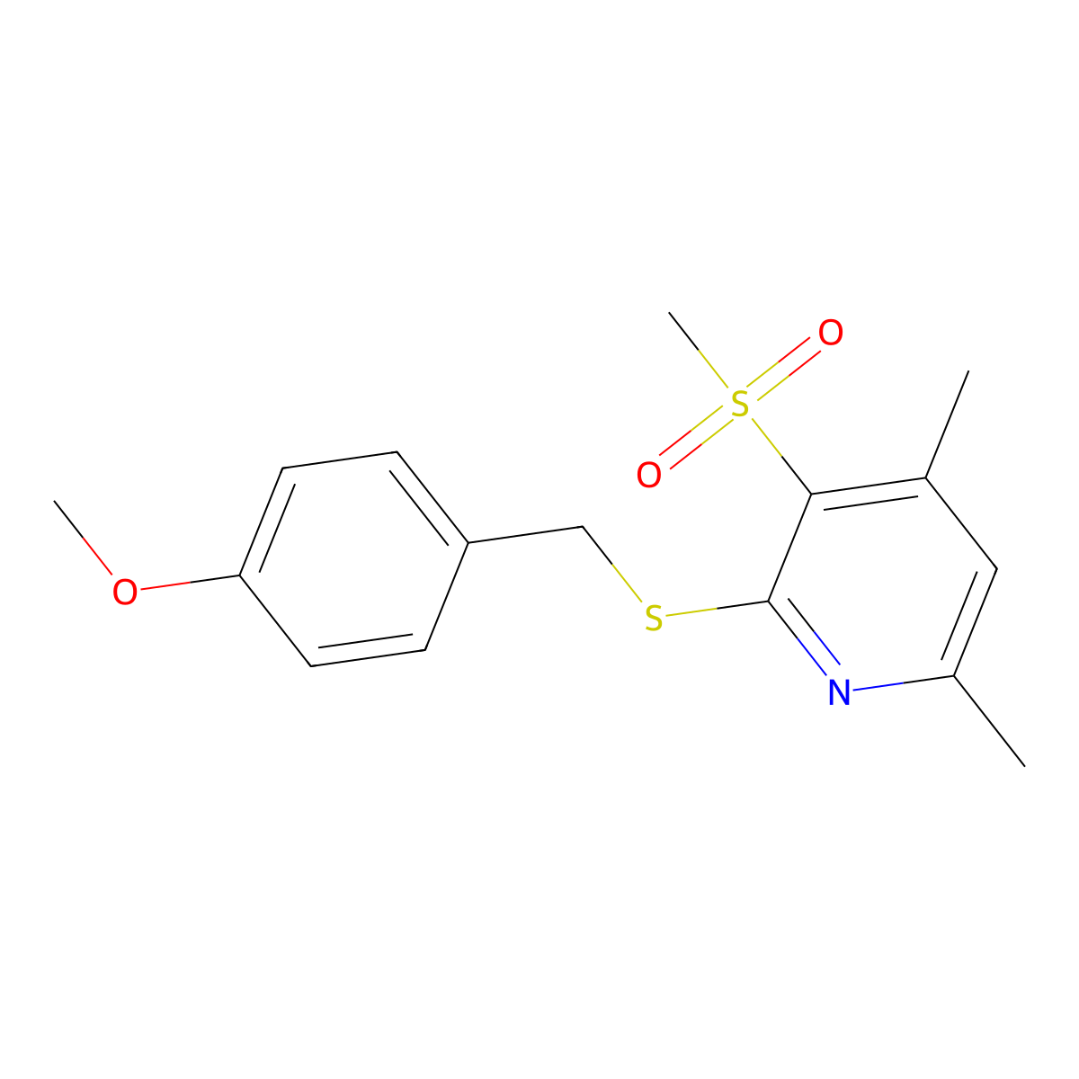 2-[(4-Methoxybenzyl)sulfanyl]-4,6-dimethyl-3-pyridinyl methyl sulfone molecular structure, CAS 343372-82-7