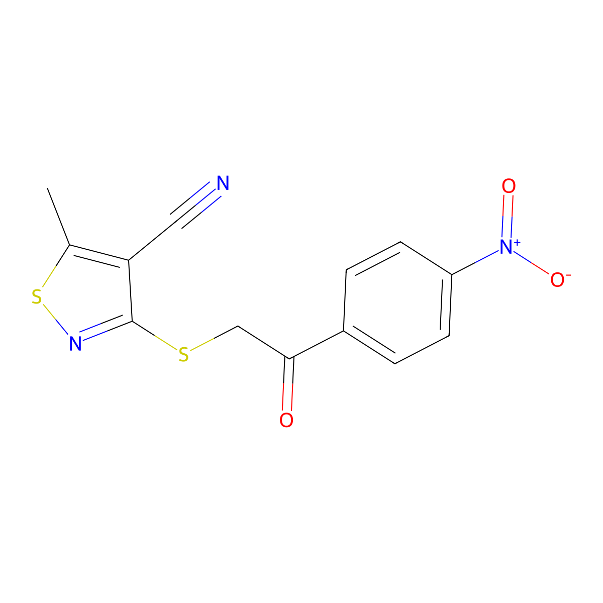 5-Methyl-3-{[2-(4-nitrophenyl)-2-oxoethyl]sulfanyl}-4-isothiazolecarbonitrile molecular structure, CAS 343372-92-9