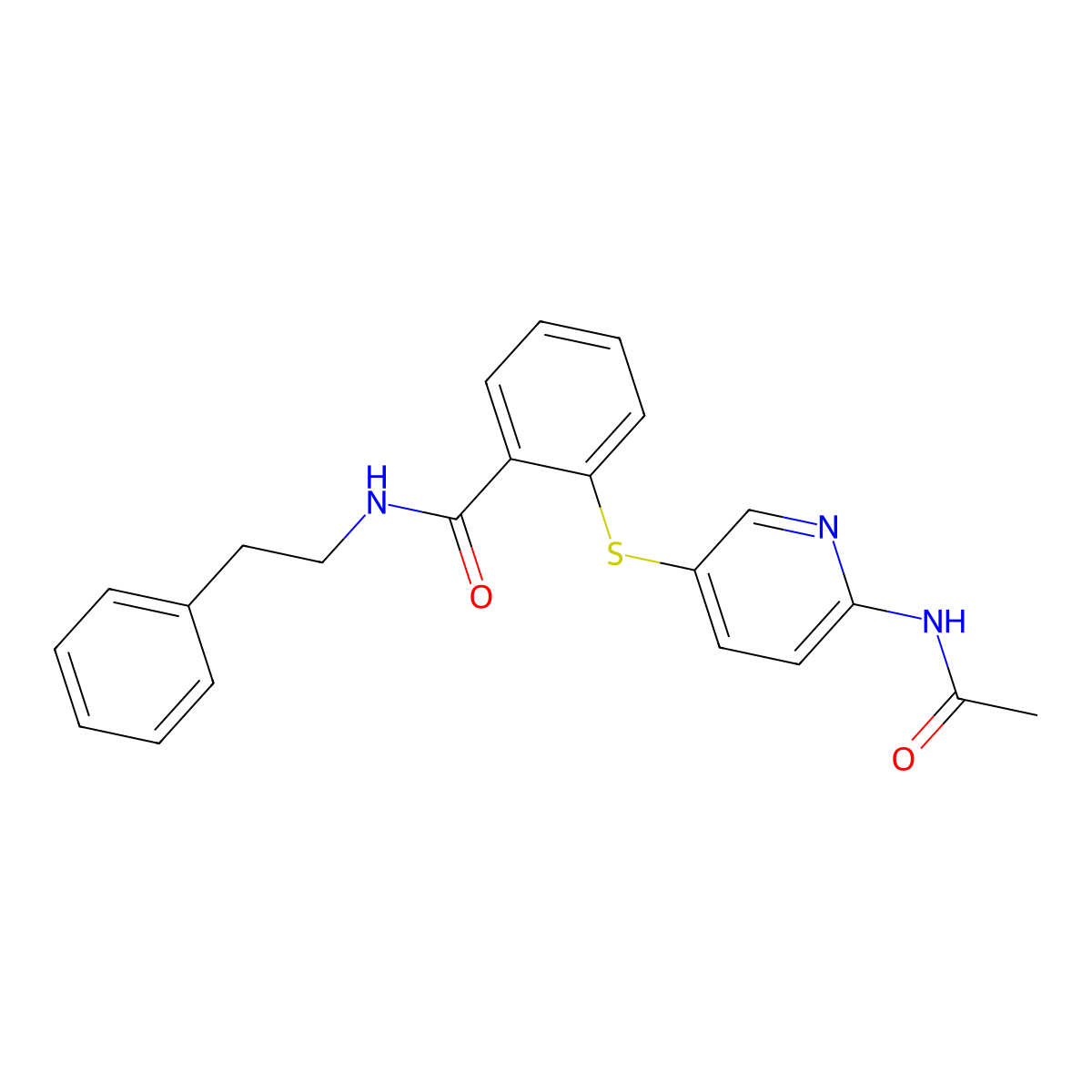 2-{[6-(acetylamino)-3-pyridinyl]sulfanyl}-N-phenethylbenzenecarboxamide molecular structure, CAS 343373-10-4