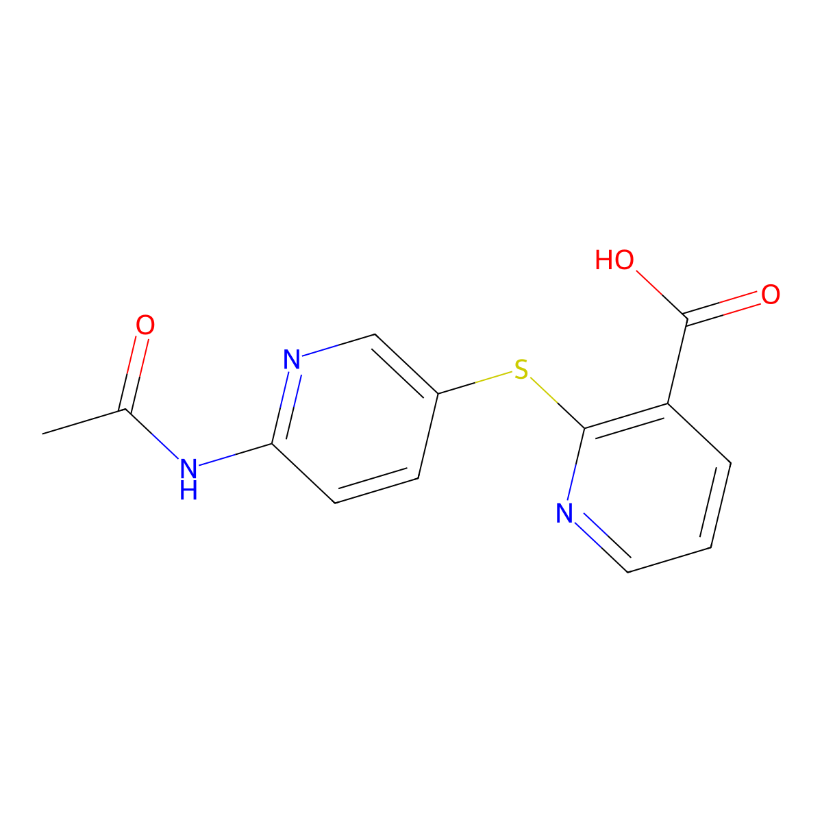 2-{[6-(Acetylamino)-3-pyridinyl]sulfanyl}nicotinic acid molecular structure, CAS 343373-12-6