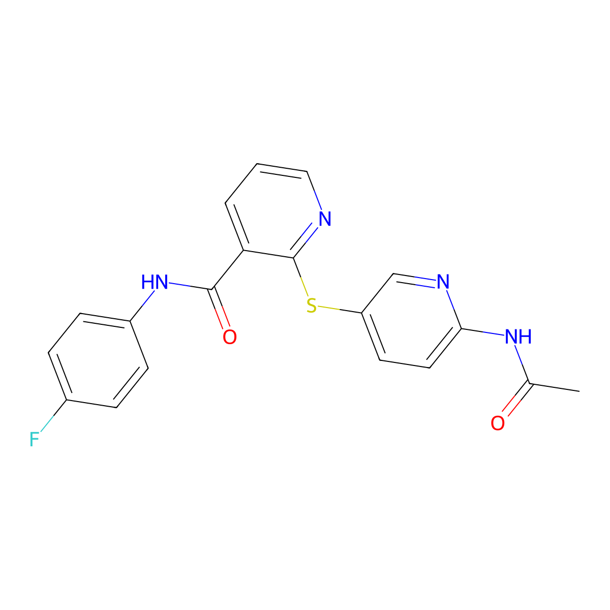 2-{[6-(acetylamino)-3-pyridinyl]sulfanyl}-N-(4-fluorophenyl)nicotinamide molecular structure, CAS 343373-13-7
