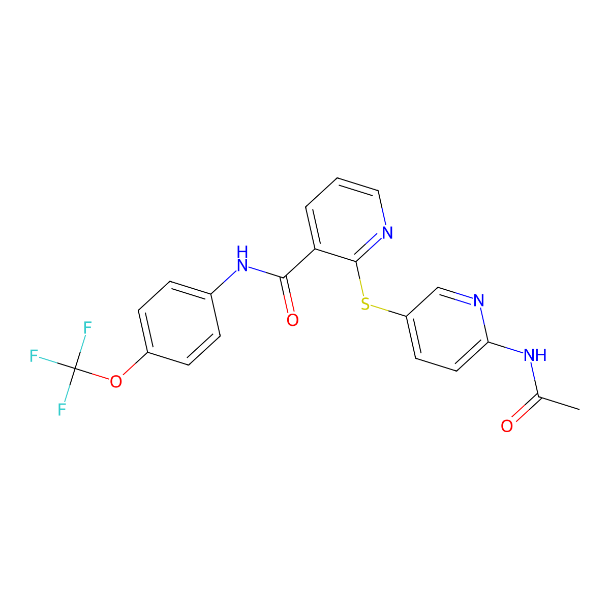 2-{[6-(acetylamino)-3-pyridinyl]sulfanyl}-N-[4-(trifluoromethoxy)phenyl]nicotinamide molecular structure, CAS 343373-14-8