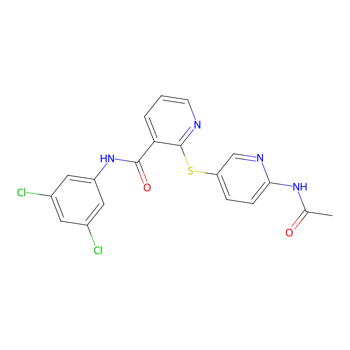 2-{[6-(acetylamino)-3-pyridinyl]sulfanyl}-N-(3,5-dichlorophenyl)nicotinamide molecular structure, CAS 343373-16-0