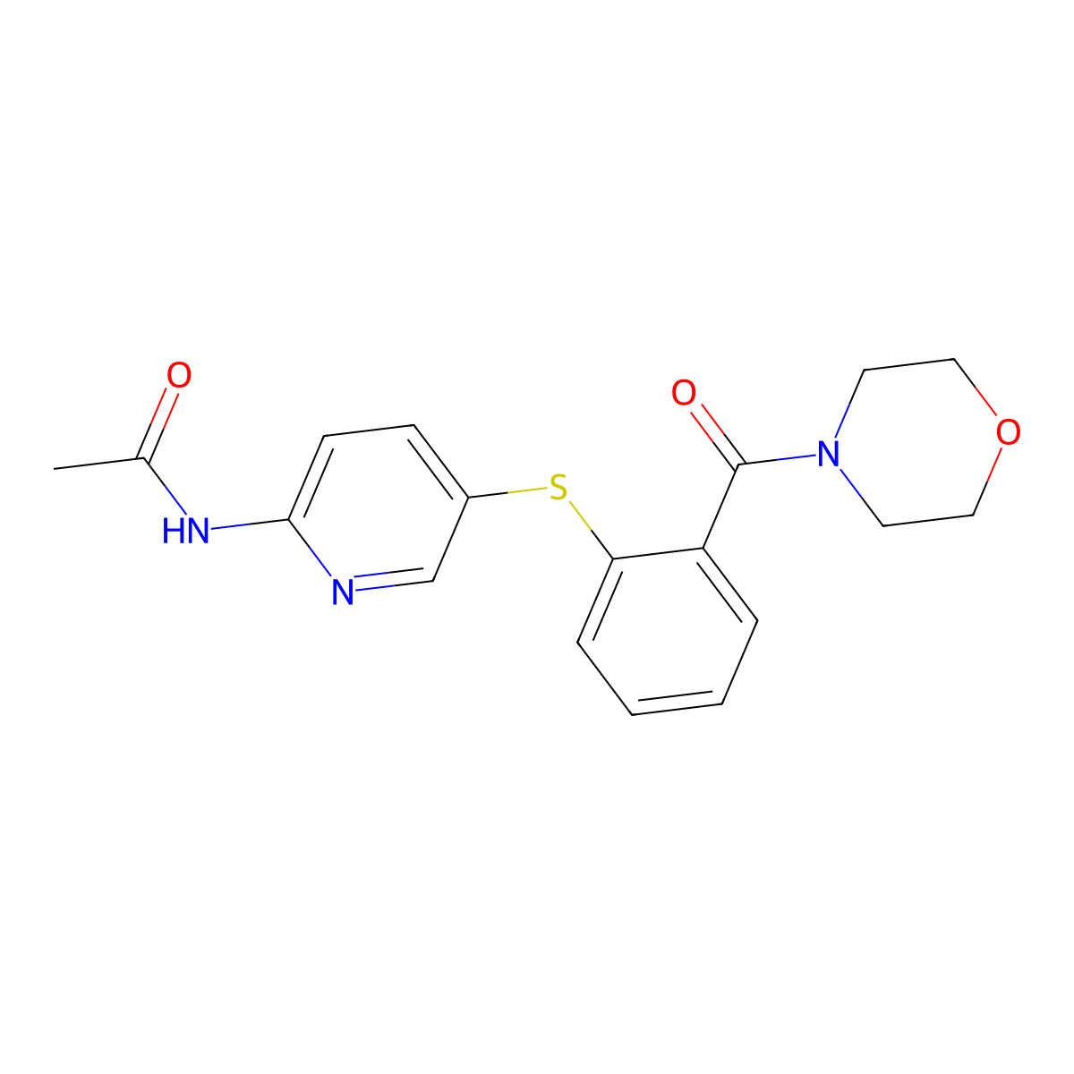 N-(5-{[2-(morpholinocarbonyl)phenyl]sulfanyl}-2-pyridinyl)acetamide molecular structure, CAS 343373-19-3