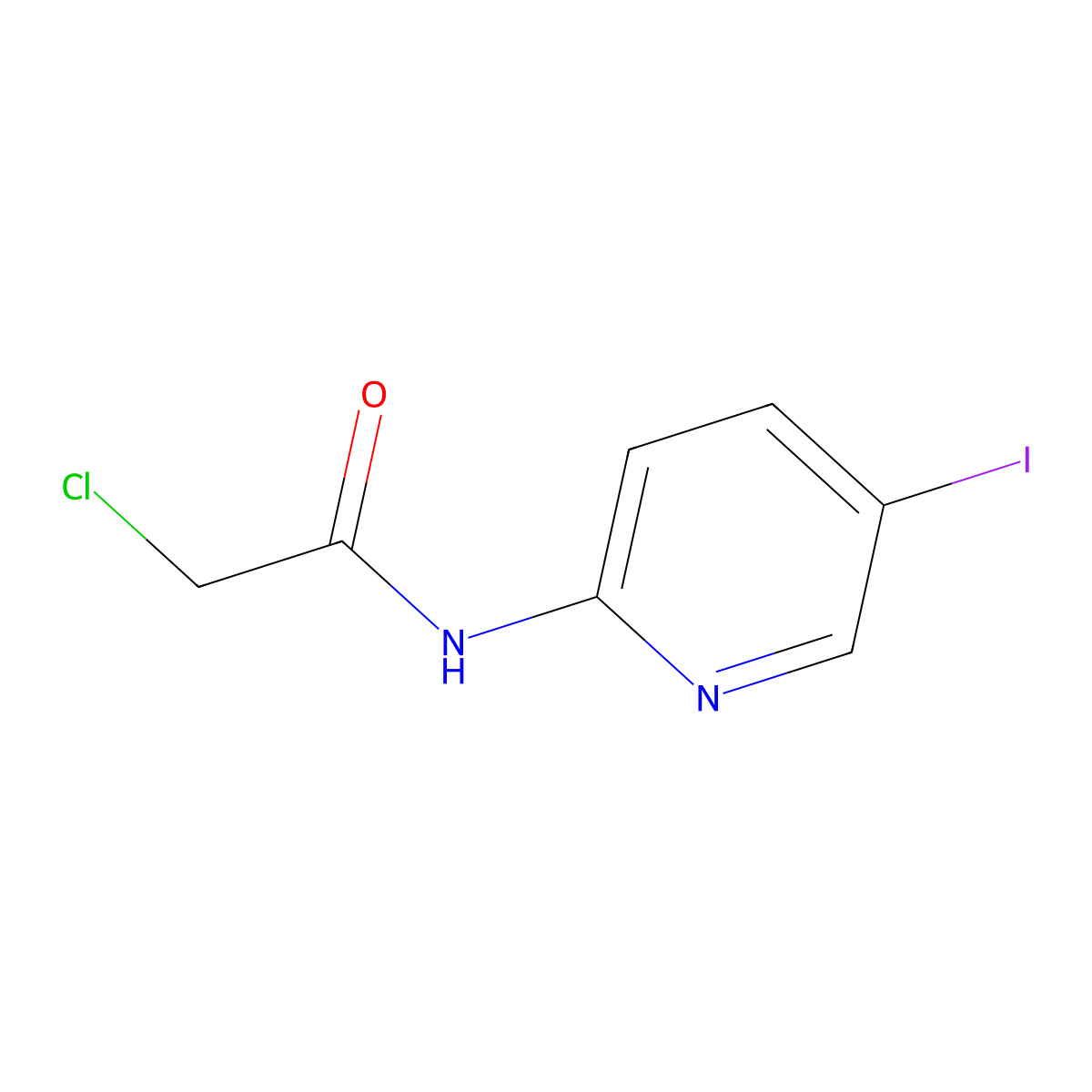 2-chloro-N-(5-iodo-2-pyridinyl)acetamide molecular structure, CAS 343373-23-9