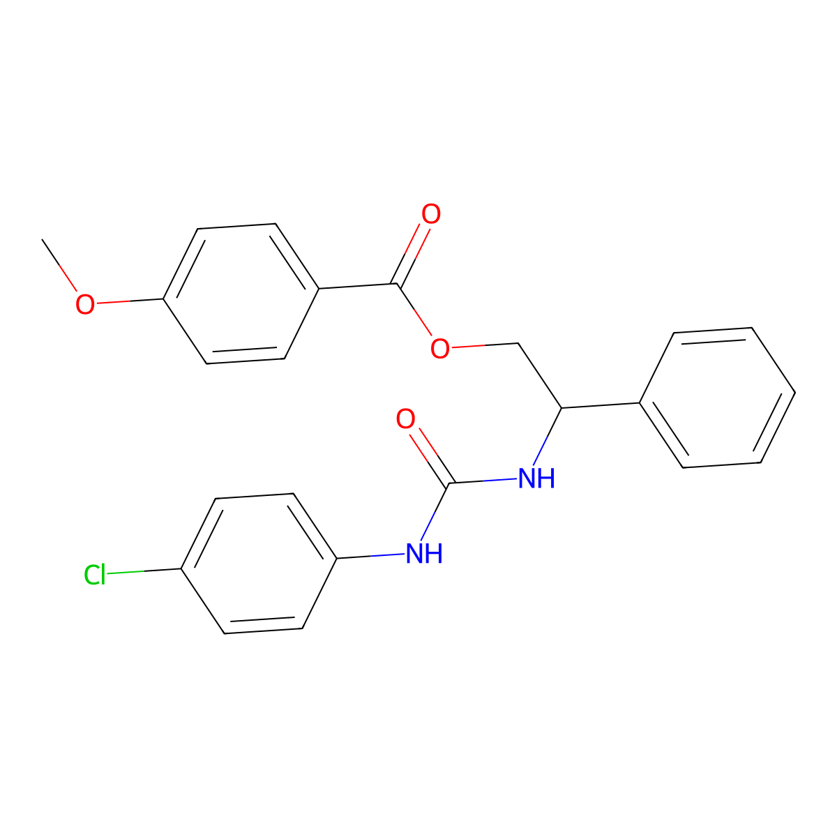 2-{[(4-Chloroanilino)carbonyl]amino}-2-phenylethyl 4-methoxybenzenecarboxylate molecular structure, CAS 343373-26-2