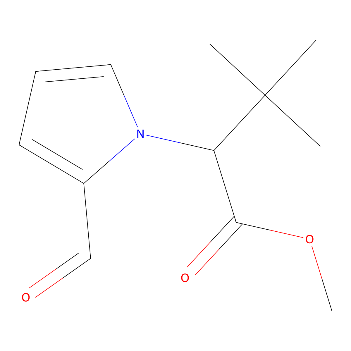 methyl 2-(2-formyl-1H-pyrrol-1-yl)-3,3-dimethylbutanoate molecular structure, CAS 343373-28-4