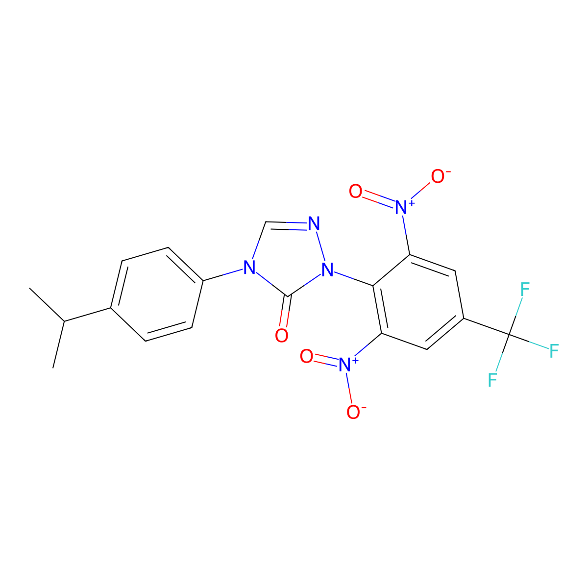 2-[2,6-Dinitro-4-(trifluoromethyl)phenyl]-4-(4-propan-2-ylphenyl)-1,2,4-triazol-3-one molecular structure, CAS 343373-30-8