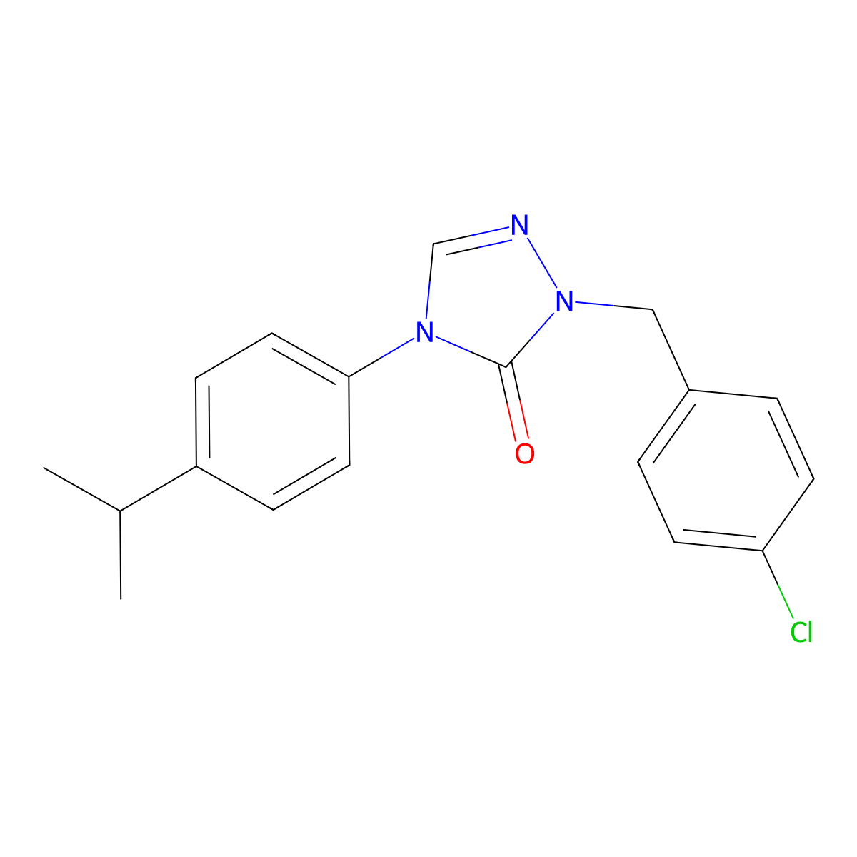 2-(4-chlorobenzyl)-4-(4-isopropylphenyl)-2,4-dihydro-3H-1,2,4-triazol-3-one molecular structure, CAS 343373-34-2