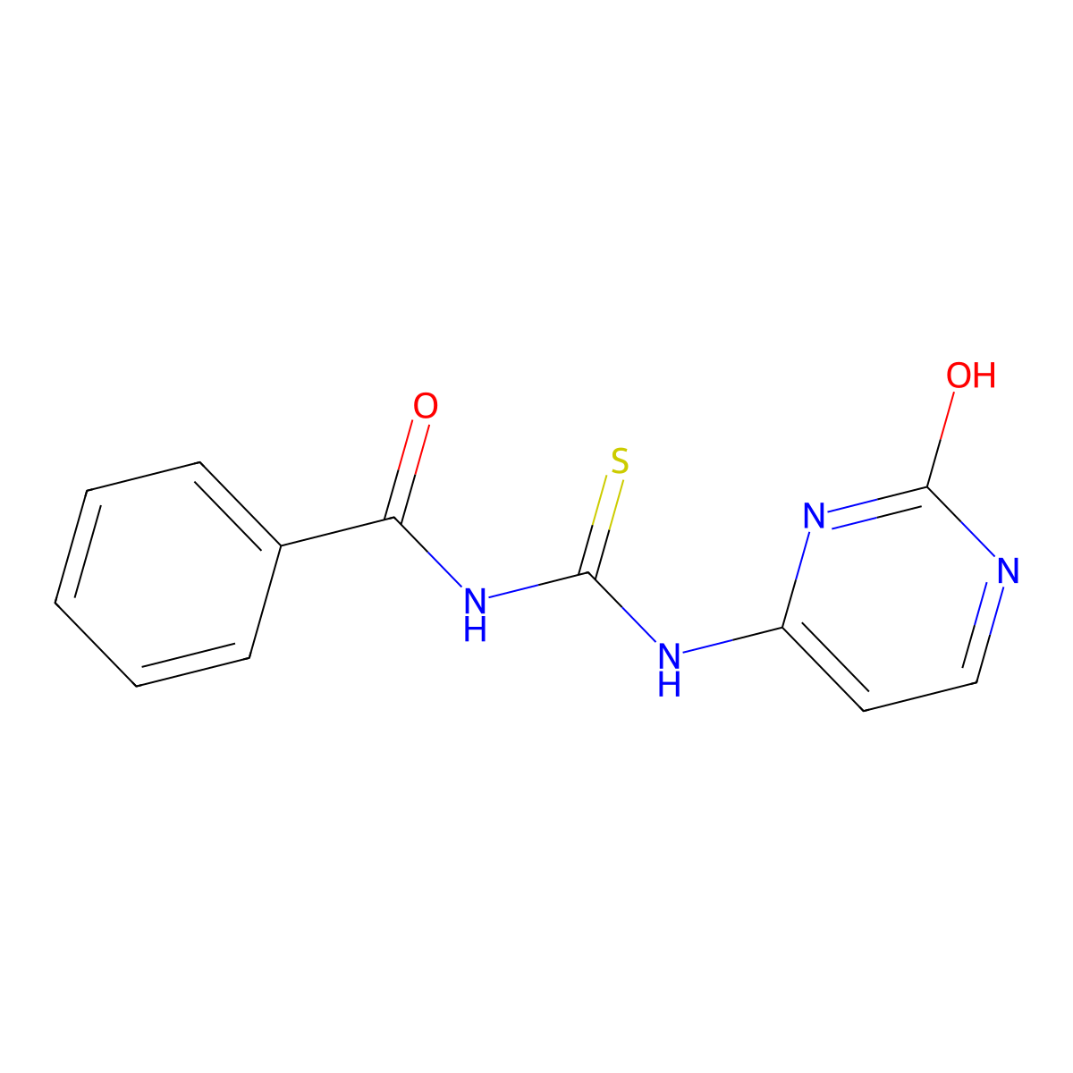N-benzoyl-N'-(2-hydroxy-4-pyrimidinyl)thiourea molecular structure, CAS 343373-49-9