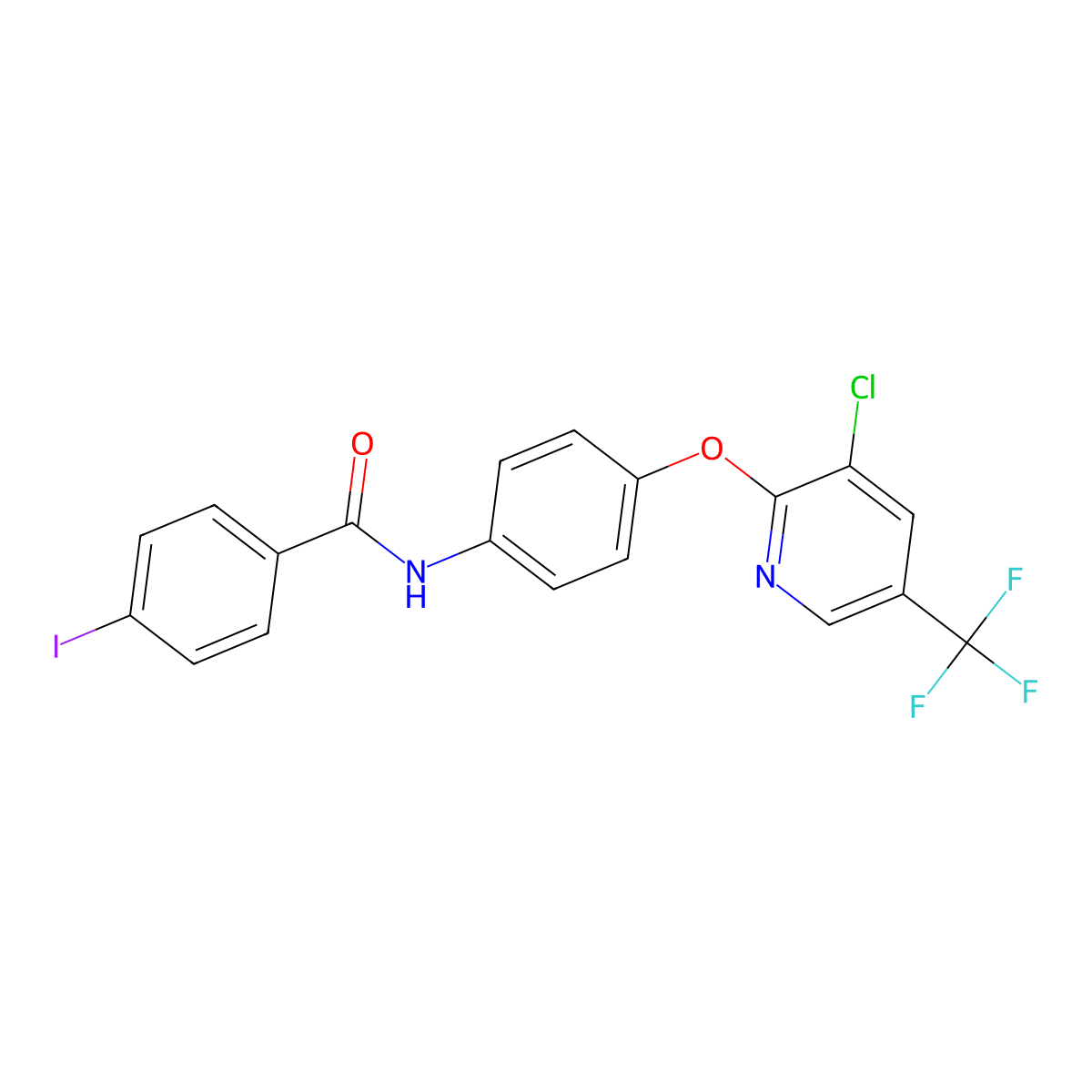 N-(4-{[3-chloro-5-(trifluoromethyl)-2-pyridinyl]oxy}phenyl)-4-iodobenzenecarboxamide molecular structure, CAS 343373-53-5