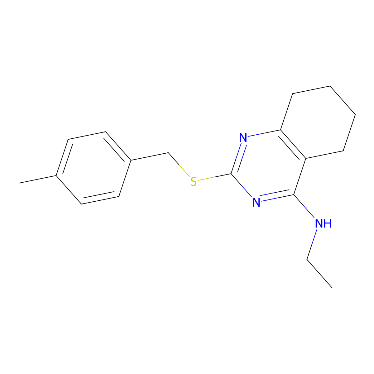 N-ethyl-2-[(4-methylbenzyl)sulfanyl]-5,6,7,8-tetrahydro-4-quinazolinamine molecular structure, CAS 343373-56-8