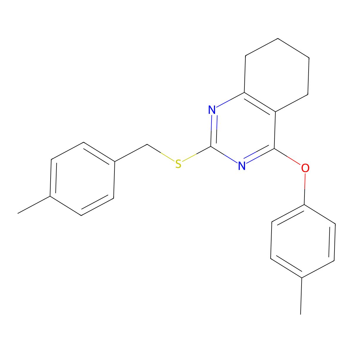 2-[(4-Methylbenzyl)sulfanyl]-5,6,7,8-tetrahydro-4-quinazolinyl 4-methylphenyl ether molecular structure, CAS 343373-58-0