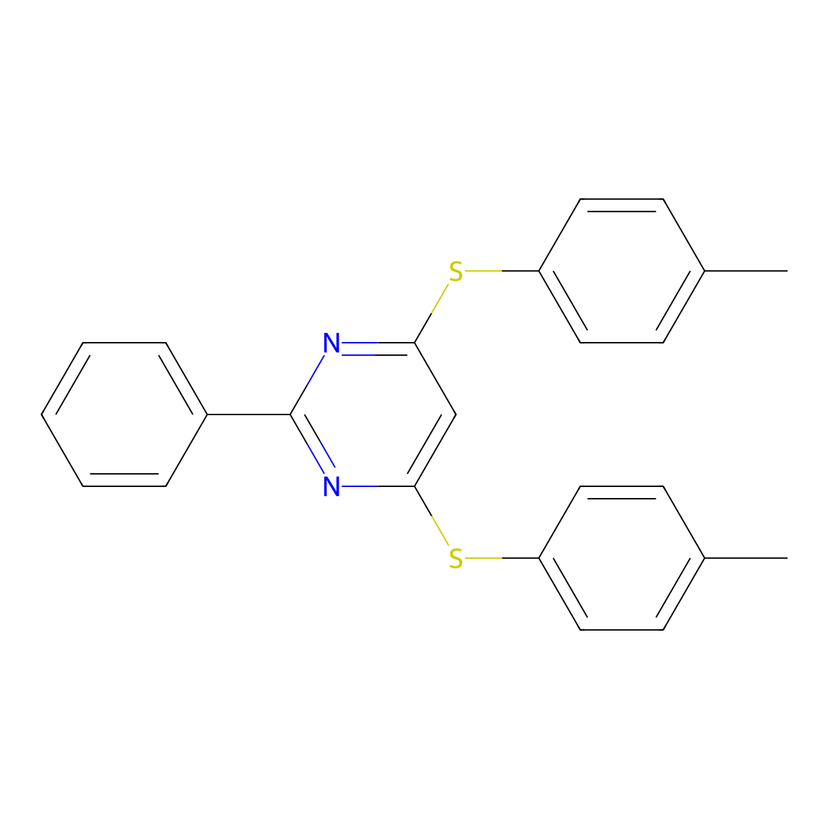 4,6-Bis[(4-methylphenyl)sulfanyl]-2-phenylpyrimidine molecular structure, CAS 343373-71-7