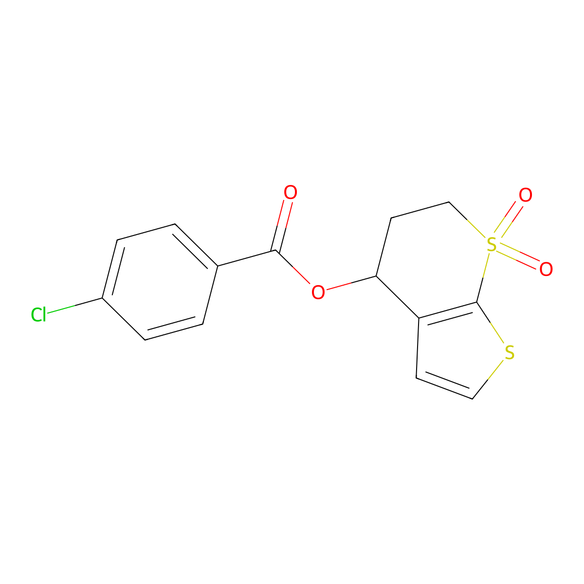 (7,7-dioxo-5,6-dihydro-4H-thieno[2,3-b]thiopyran-4-yl) 4-chlorobenzoate molecular structure, CAS 343373-76-2