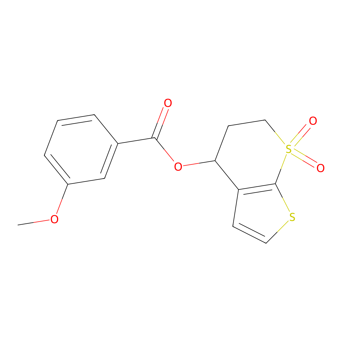 (7,7-dioxo-5,6-dihydro-4H-thieno[2,3-b]thiopyran-4-yl) 3-methoxybenzoate molecular structure, CAS 343373-78-4