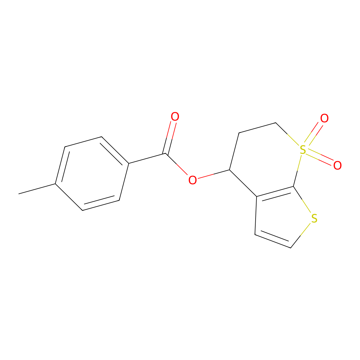 (7,7-dioxo-5,6-dihydro-4H-thieno[2,3-b]thiopyran-4-yl) 4-methylbenzoate molecular structure, CAS 343373-79-5