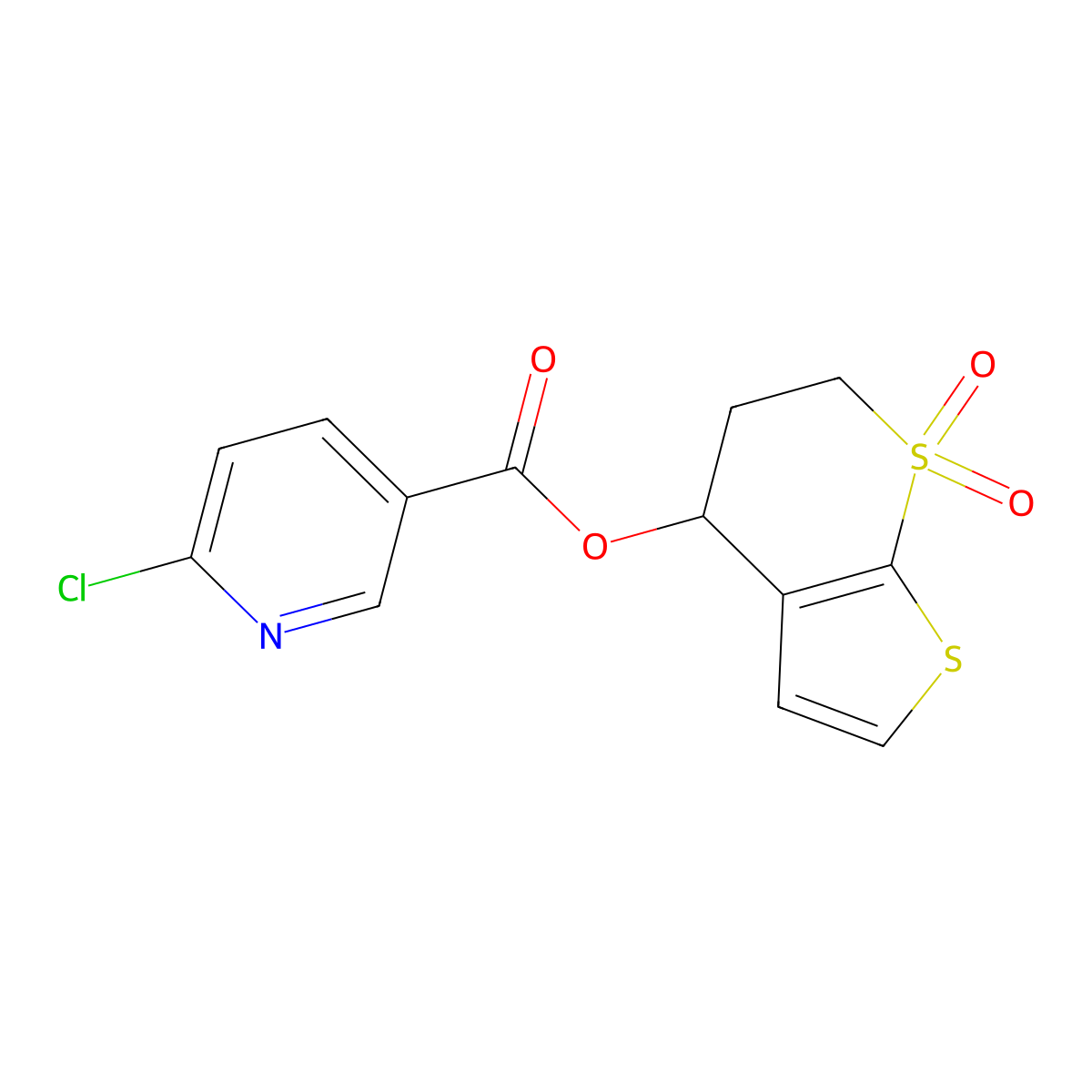(7,7-dioxo-5,6-dihydro-4H-thieno[2,3-b]thiopyran-4-yl) 6-chloropyridine-3-carboxylate molecular structure, CAS 343373-82-0