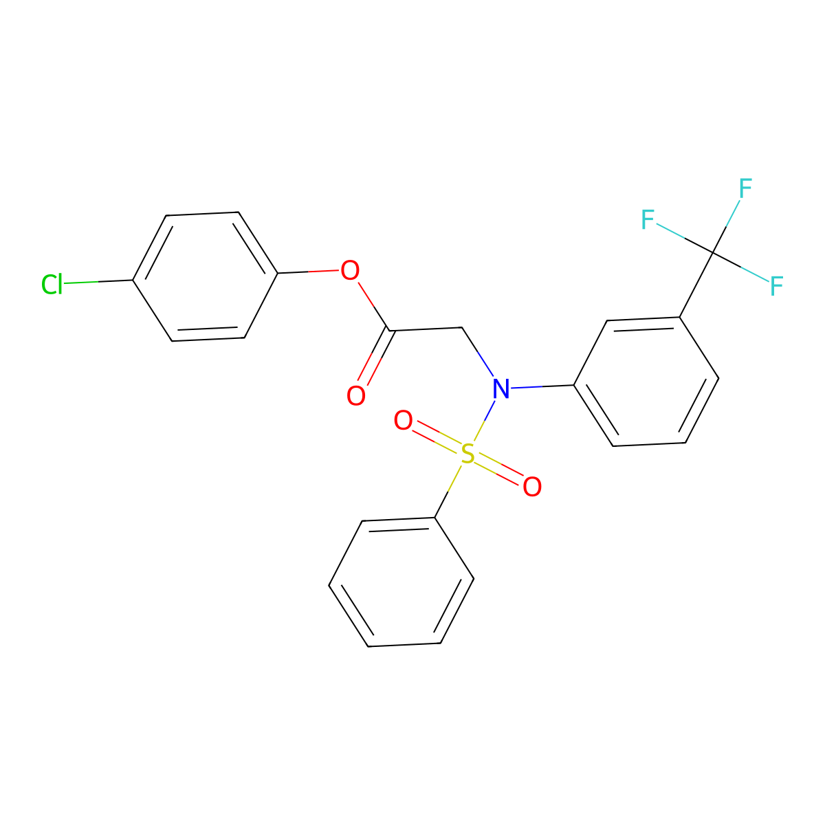 4-Chlorophenyl 2-[(phenylsulfonyl)-3-(trifluoromethyl)anilino]acetate molecular structure, CAS 343373-84-2
