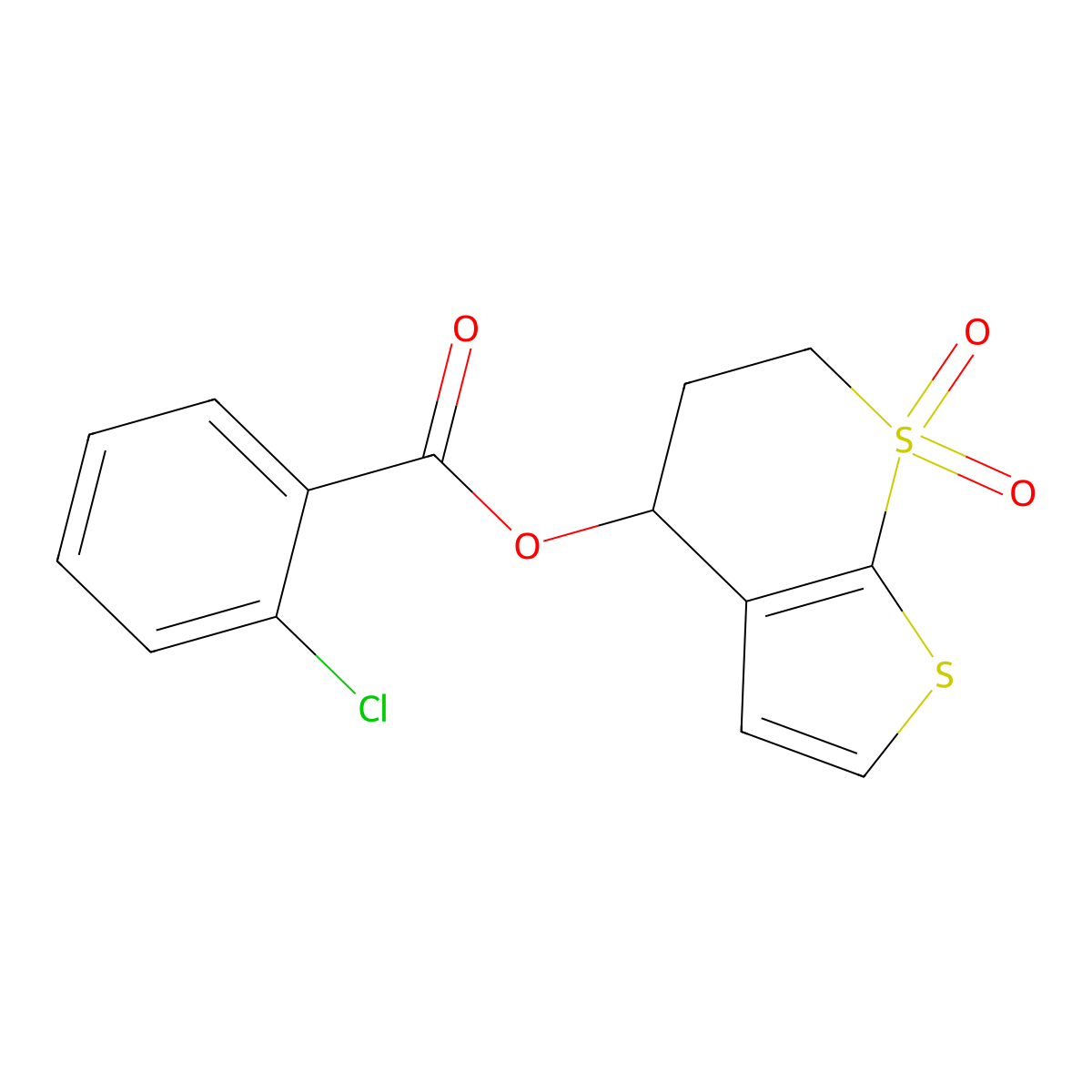 (7,7-dioxo-5,6-dihydro-4H-thieno[2,3-b]thiopyran-4-yl) 2-chlorobenzoate molecular structure, CAS 343373-87-5