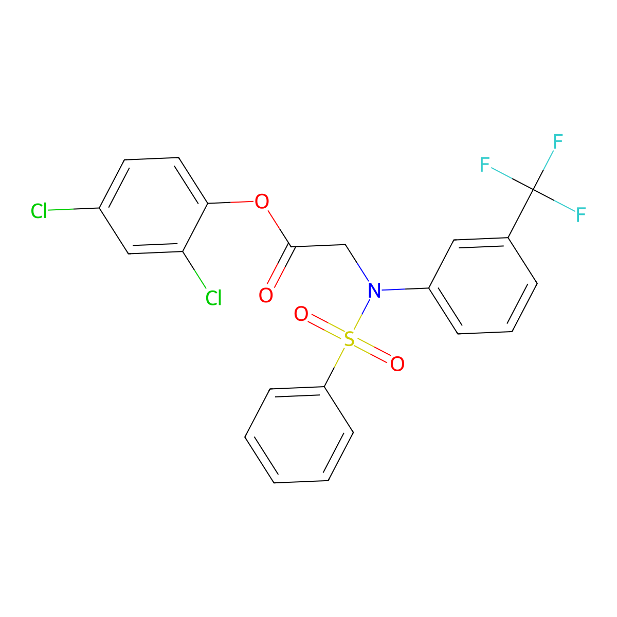 2,4-Dichlorophenyl 2-[(phenylsulfonyl)-3-(trifluoromethyl)anilino]acetate molecular structure, CAS 343373-88-6