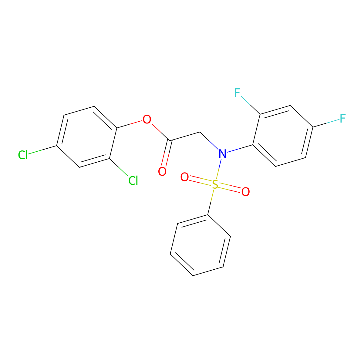 2,4-Dichlorophenyl 2-[2,4-difluoro(phenylsulfonyl)anilino]acetate molecular structure, CAS 343373-93-3