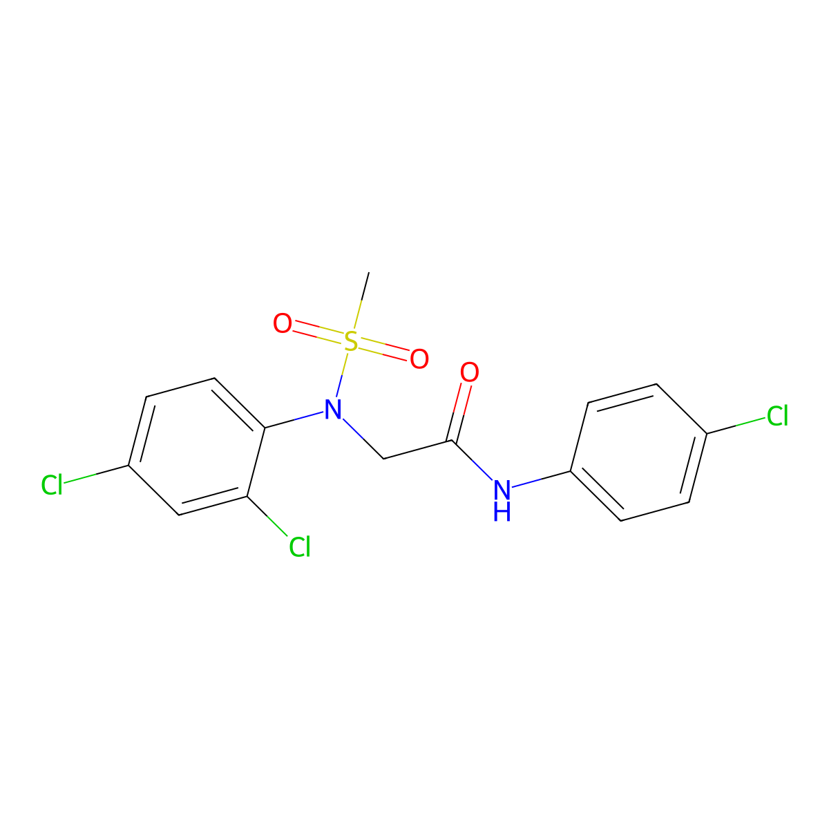 N-(4-chlorophenyl)-2-[2,4-dichloro(methylsulfonyl)anilino]acetamide molecular structure, CAS 343373-99-9